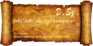Dékány Szilveszter névjegykártya